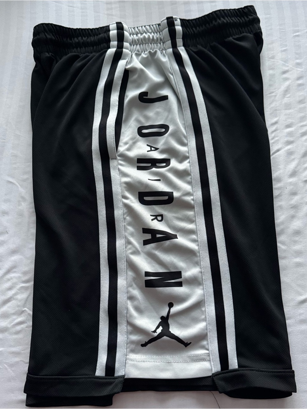 Jordan Black and White Center Logo Athletic Shorts